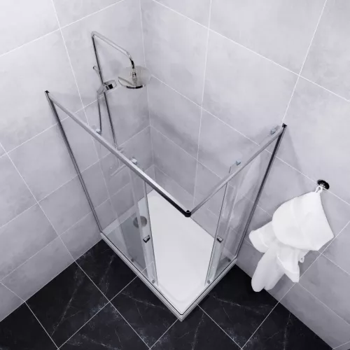 Душевое ограждение Triton "ВЕНТА-ХРОМ" , низкий поддон, Цвет стекла: прозрачное, Цвет профиля: Хром, Выбрать размер: 100х80, изображение 4