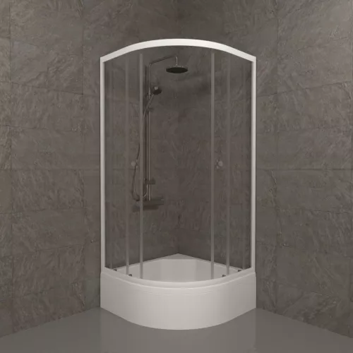 Душевое ограждение Triton УЛЬТРА  (В-средний поддон), Цвет стекла: прозрачное, Цвет профиля: Белый, Тип поддона: Средний, Выбрать размер: 90х90, изображение 2