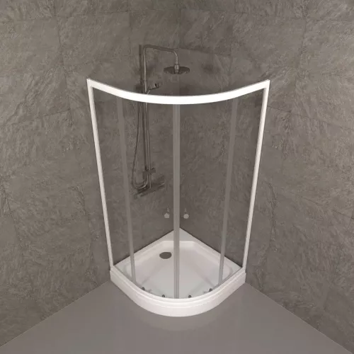 Душевое ограждение Triton УЛЬТРА  (А-низкий поддон), Цвет стекла: прозрачное, Цвет профиля: Белый, Тип поддона: Низкий, Выбрать размер: 80х80, изображение 3