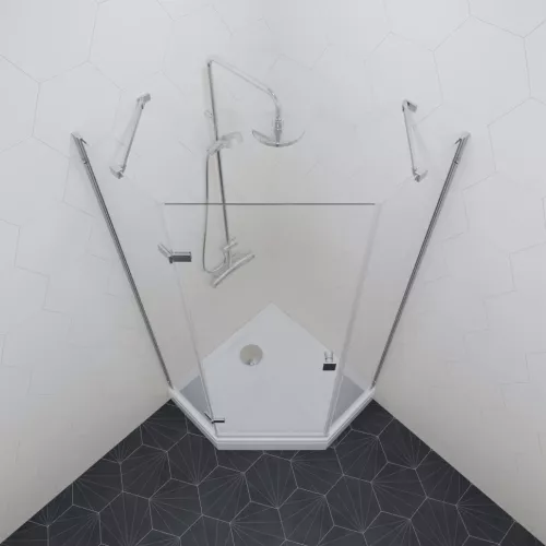 Душевое ограждение Triton "СИГМА-ХРОМ" низкий поддон, Цвет стекла: прозрачное, Цвет профиля: Хром, Тип поддона: Низкий, Выбрать размер: 100х100, изображение 4