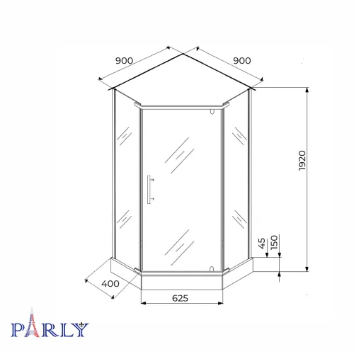 Душевой  уголок ZPE911BF PARLY с поддоном, изображение 9