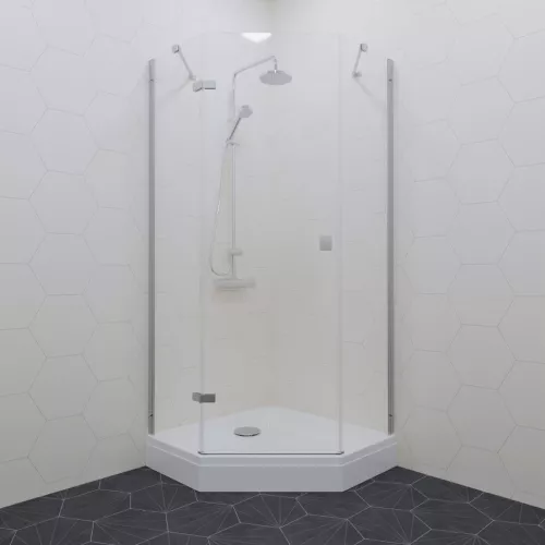 Душевое ограждение Triton "СИГМА-ХРОМ" низкий поддон, Цвет стекла: прозрачное, Цвет профиля: Хром, Тип поддона: Низкий, Выбрать размер: 100х100, изображение 5