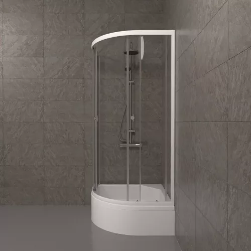 Душевое ограждение Triton УЛЬТРА  (В-средний поддон), Цвет стекла: прозрачное, Цвет профиля: Белый, Тип поддона: Средний, Выбрать размер: 90х90, изображение 5