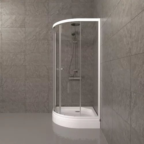 Душевое ограждение Triton УЛЬТРА  (А-низкий поддон), Цвет стекла: прозрачное, Цвет профиля: Белый, Тип поддона: Низкий, Выбрать размер: 80х80, изображение 4