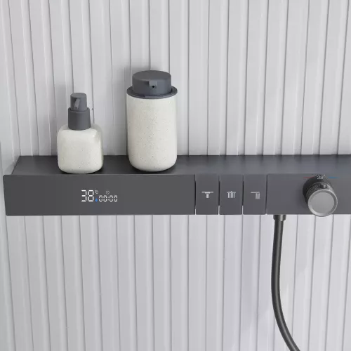 Встроенная душевая система Black&White GH-9025GM, Выбрать цвет: Оружейная сталь, изображение 7