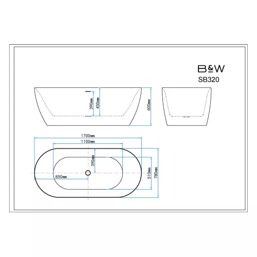 Акриловая ванна Black&White SB320 170х78, Выбрать цвет: Белый, изображение 6