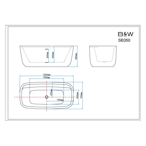 Акриловая ванна Black&White SB350, изображение 5