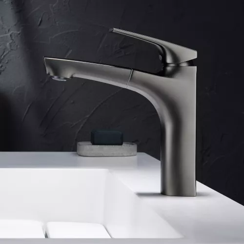 Смеситель для раковины Black&White UK7901MG, Выбрать цвет: Оружейная сталь