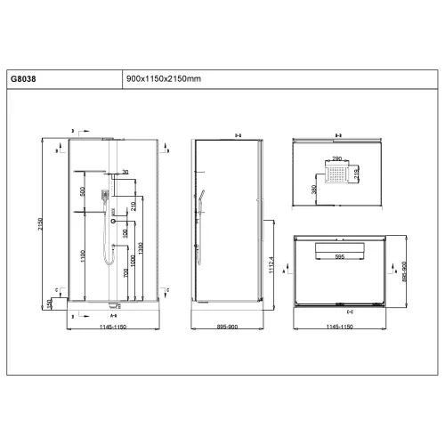 Душевая кабина Black&White G8038, изображение 7