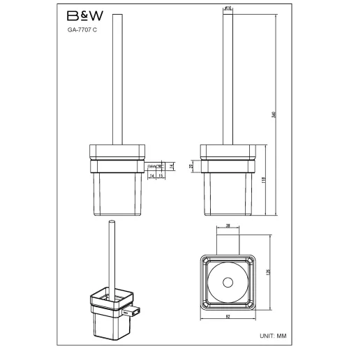 Держатель для ёршика Black & White GA-9607C, Выбрать цвет: Хром, изображение 3