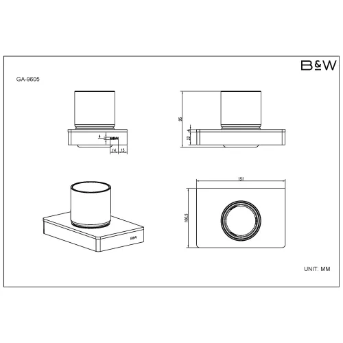 Держатель для стакана Black & White GA-9605GM, Выбрать цвет: Оружейная сталь, изображение 3