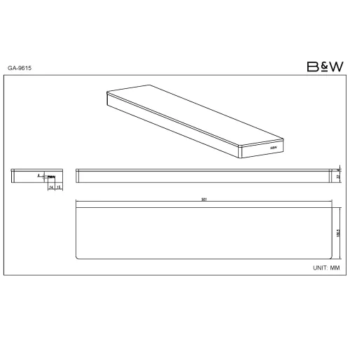 Полка Black & White GA-9615GM, Выбрать цвет: Оружейная сталь, изображение 3