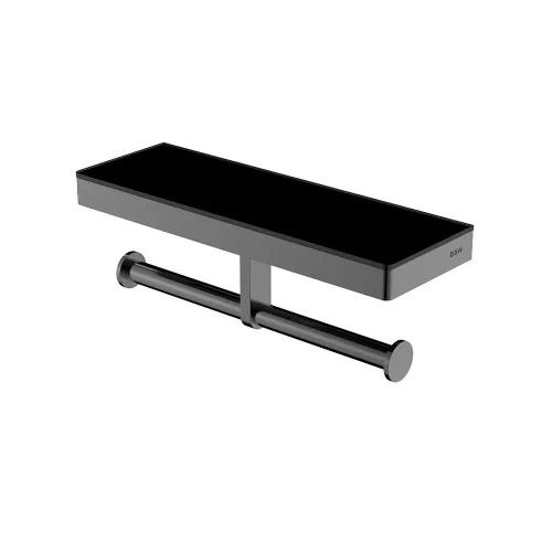 Полка и двойной держатель для туалетной бумаги Black & White GA-9622GM, Выбрать цвет: Оружейная сталь