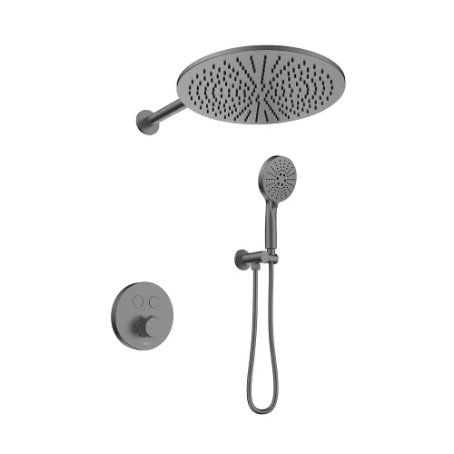 Встроенная душевая система Black & White GH-9301-GM, Выбрать цвет: Оружейная сталь