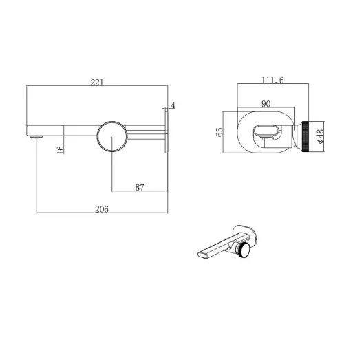 Смеситель для раковины встраиваемый Black&White GF-7407-GM, Выбрать цвет: Оружейная сталь, изображение 5
