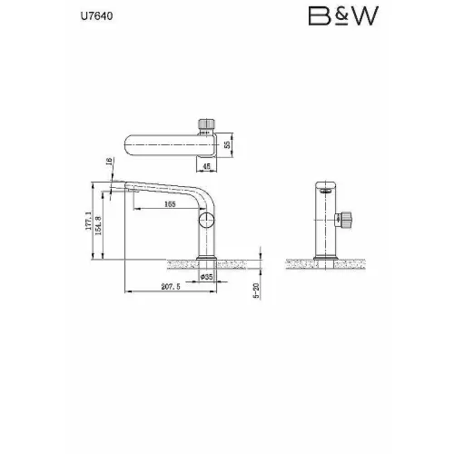 Смеситель для раковины Black&White U7640GM, Выбрать цвет: Оружейная сталь, изображение 4