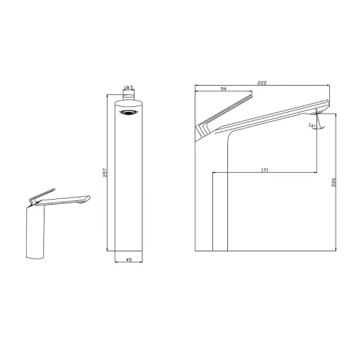 Смеситель для раковины Black&White GF-7204-GM, Выбрать цвет: Оружейная сталь, изображение 2