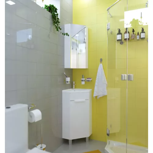 Зеркало-шкаф угловой  1Marka Penta 43П 1д. с зеркалом, белый глянец, изображение 3