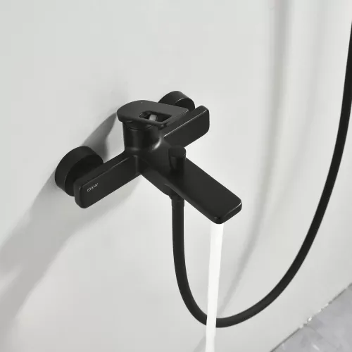 Смеситель для ванны Black&White GL-9101-MB (душевой шланг и лейка в комплекте), Выбрать цвет: Черный, изображение 12