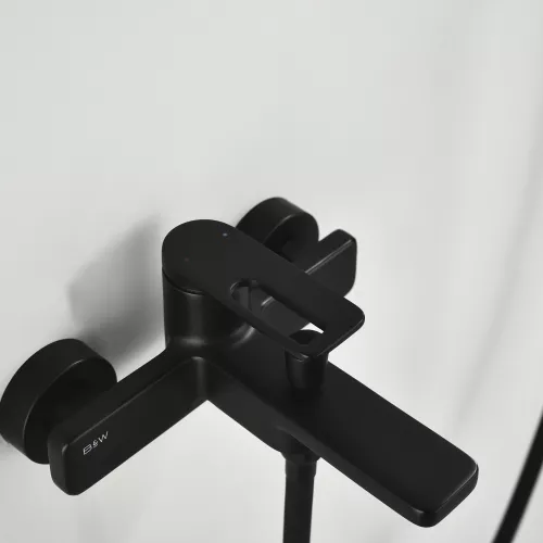 Смеситель для ванны Black&White GL-9101-MB (душевой шланг и лейка в комплекте), Выбрать цвет: Черный, изображение 5