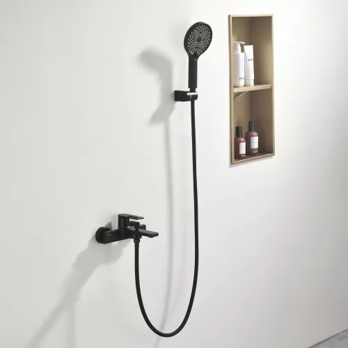 Смеситель для ванны Black&White GL-9101-MB (душевой шланг и лейка в комплекте), Выбрать цвет: Черный, изображение 8