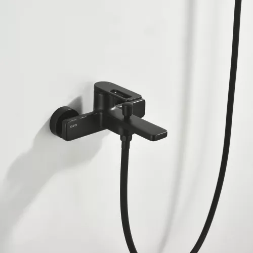 Смеситель для ванны Black&White GL-9101-MB (душевой шланг и лейка в комплекте), Выбрать цвет: Черный, изображение 9