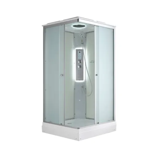 Душевая кабина AvaCan CK2080LED, Цвет стекла: прозрачное, Цвет профиля: Хром, Тип поддона : Низкий, Выбрать размер: 80х80, Внешний вид: Гидромассаж + электрика, Наличие крыши: есть