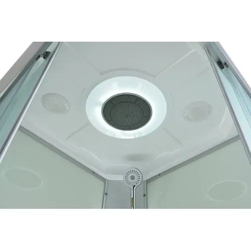 Душевая кабина AvaCan CK2080LED, Цвет стекла: прозрачное, Цвет профиля: Хром, Тип поддона: Низкий, Выбрать размер: 80х80, Внешний вид: Гидромассаж + электрика, Наличие крыши: есть, изображение 10