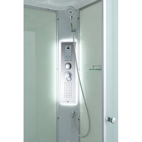 Душевая кабина AvaCan CK2080LED, Цвет стекла: прозрачное, Цвет профиля: Хром, Тип поддона: Низкий, Выбрать размер: 80х80, Внешний вид: Гидромассаж + электрика, Наличие крыши: есть, изображение 5