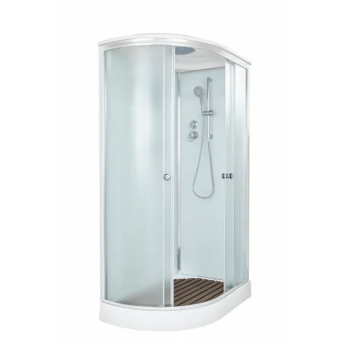 Душевая кабина  DTO D102S  L/R хром/матовое, Цвет профиля: Хром, Тип поддона: Низкий, Выбрать размер: 120х80, Внешний вид: без гидромассажа, Наличие крыши: есть, Ориентация: правая, изображение 2