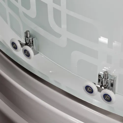 Душевая кабина DTO EM1510/1580/1590 низкий поддон/хром/ матовое с узором, Цвет профиля: Хром, Тип поддона: Низкий, Выбрать размер: 100х100, Внешний вид: без гидромассажа, Наличие крыши: нет, изображение 5