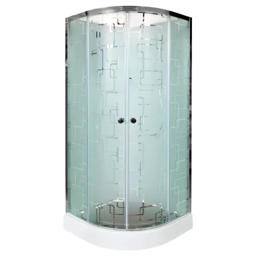 Душевая кабина DTO EM1510/1580/1590 низкий поддон/хром/ матовое с узором, Цвет профиля: Хром, Тип поддона: Низкий, Выбрать размер: 100х100, Внешний вид: без гидромассажа, Наличие крыши: нет, изображение 2