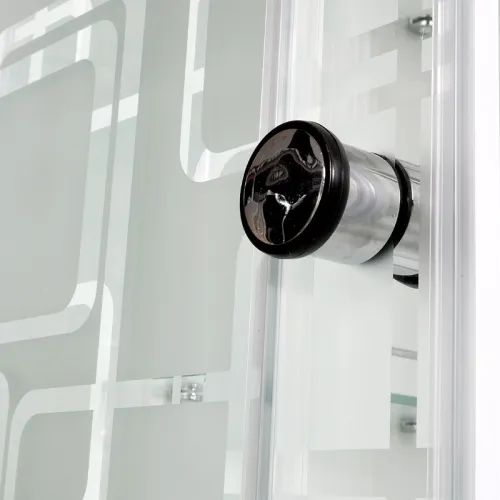 Душевая кабина DTO EM1510/1580/1590 низкий поддон/хром/ матовое с узором, Цвет профиля: Хром, Тип поддона: Низкий, Выбрать размер: 100х100, Внешний вид: без гидромассажа, Наличие крыши: нет, изображение 3