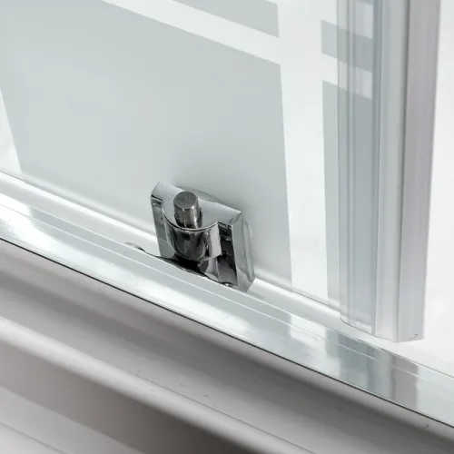 Душевая кабина DTO EM1510/1580/1590 низкий поддон/хром/ матовое с узором, Цвет профиля: Хром, Тип поддона: Низкий, Выбрать размер: 100х100, Внешний вид: без гидромассажа, Наличие крыши: нет, изображение 6