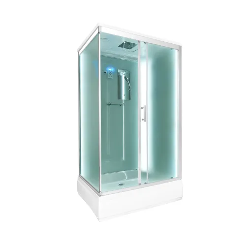 Душевая кабина DTO  D129 низкий поддон, хром/ матовое, Цвет профиля: Хром, Тип поддона: Низкий, Выбрать размер: 120х90, Внешний вид: С электрикой + LED, Наличие крыши: есть, изображение 2