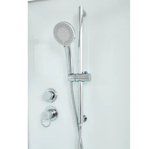 Душевая кабина  DTO EM2710/2780/2790  средний поддон, хром/матовое, Выбрать размер: 100х100, Внешний вид: без гидромассажа, Наличие крыши: есть, изображение 4