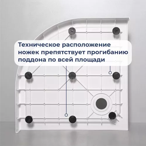 Душевой поддон полукруглый RGW SMC/R-C W , ножки+без сифона, Тип поддона: Средний, Выбрать размер: 80х80, изображение 6