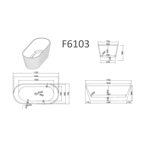 Ванна акриловая Frank  F6103 Black/Black, Выбрать цвет: Черный, изображение 6