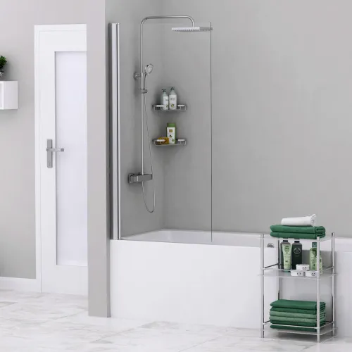 Стеклянная шторка WasserKRAFT Berkel 48P01 прозрачное/хром, Цвет стекла: прозрачное, Цвет профиля: Хром, Выбрать размер: 80, Внешний вид: без фиксатора, Ориентация: Универсальная, изображение 2