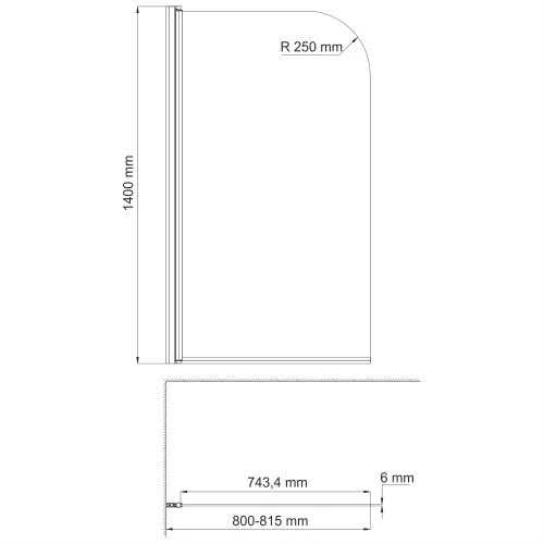 Стеклянная  шторка WasserKRAFT Leine хром, Цвет стекла: прозрачное, Цвет профиля: Хром, Выбрать размер: 80, Внешний вид: без фиксатора, изображение 3