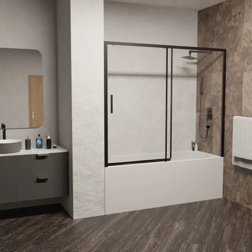 Шторка на ванну RGW SC-45B, Цвет профиля: Черный, Выбрать размер: 180