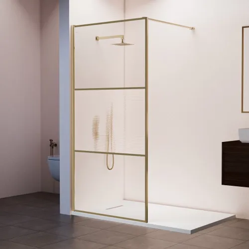 Душевая перегородка RGW WA-09Gb ребристое/золото, Цвет стекла: ребристое, Цвет профиля: Золото, Выбрать размер: 90, изображение 2