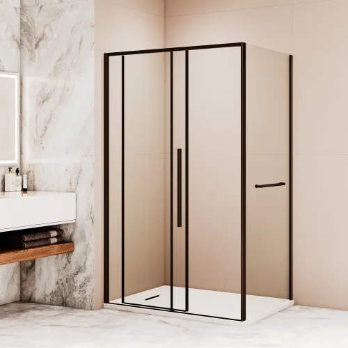 Душевой уголок RGW SV-42-1B (SV-12B + Z-060-2B), Цвет стекла: прозрачное, Цвет профиля (вариация): Черный, Выбрать размер: 1200x800, изображение 2
