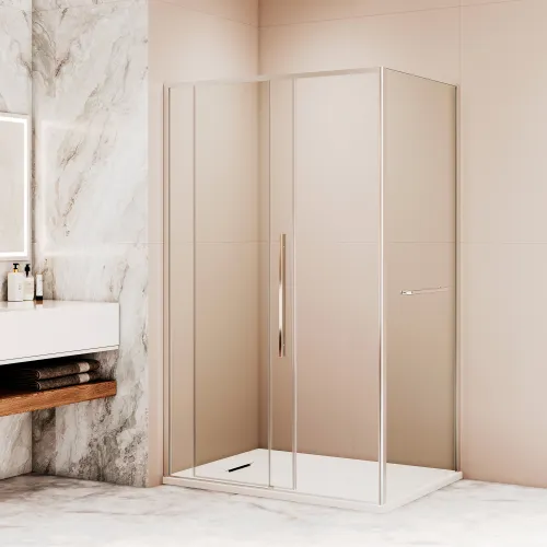 Душевой уголок RGW SV-42-1 (SV-12 + Z-060-2), Цвет стекла: прозрачное, Цвет профиля (вариация): Хром, Выбрать размер: 1100x1000, изображение 2