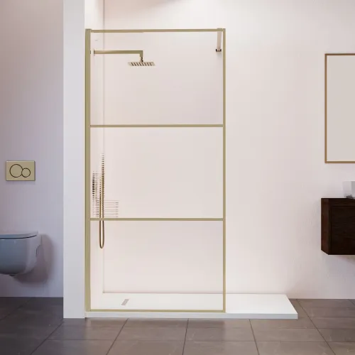 Душевая перегородка RGW WA-09Gb ребристое/золото, Цвет стекла: ребристое, Цвет профиля: Золото, Выбрать размер: 90, изображение 3