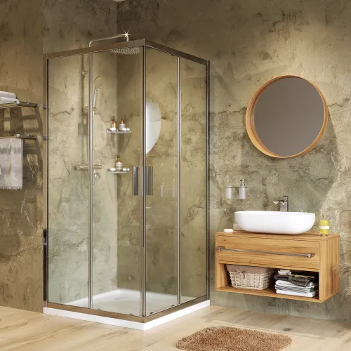 Душевой уголок  WasserKRAFT Lippe квадратный, Цвет стекла: прозрачное, Цвет профиля: Хром, Выбрать размер: 80х80, изображение 9