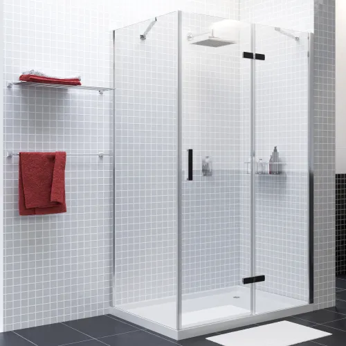 Душевой уголок WasserKRAFT AllerBLACK MATT Хром/Черный матовый, Цвет стекла: прозрачное, Цвет профиля: Хром, Выбрать размер: 80х120, Ориентация: Правая, изображение 7