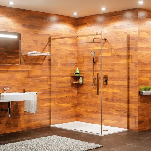 Душевой уголок WasserKRAFT Alme 15R прозрачное стекло/хром, Цвет стекла: прозрачное, Цвет профиля: Хром, Выбрать размер: 80х140, изображение 3