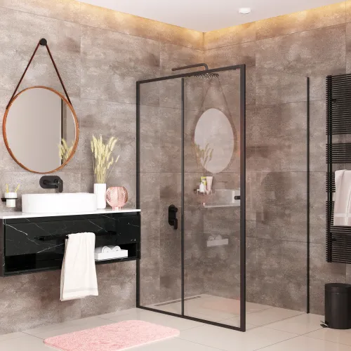 Душевой уголок WasserKRAFT Dill, Цвет стекла: прозрачное, Цвет профиля: Черный, Выбрать размер: 90х100, изображение 3