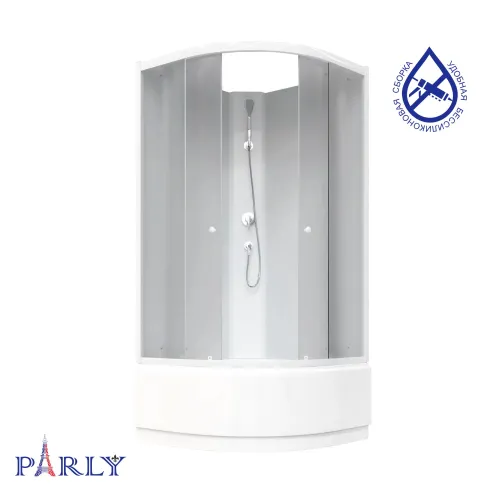 Кабина душевая TMF901  без крыши PARLY, Цвет стекла: матовое, Высота поддона: Высокий, Цвет профиля: Белый, Выбрать размер: 85х85, изображение 2